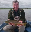 Steve Queen with Watten Trout. June 2015.