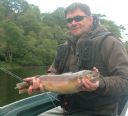 Hugh Gunning with 8.5lbs Monteith trout. May 2014